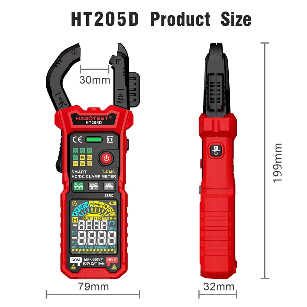 New Generation Smart Digital Clamp Meter DC/AC Current 600A True-RMS Multimeter Ammeter Voltage Temperature Capacitance Tester