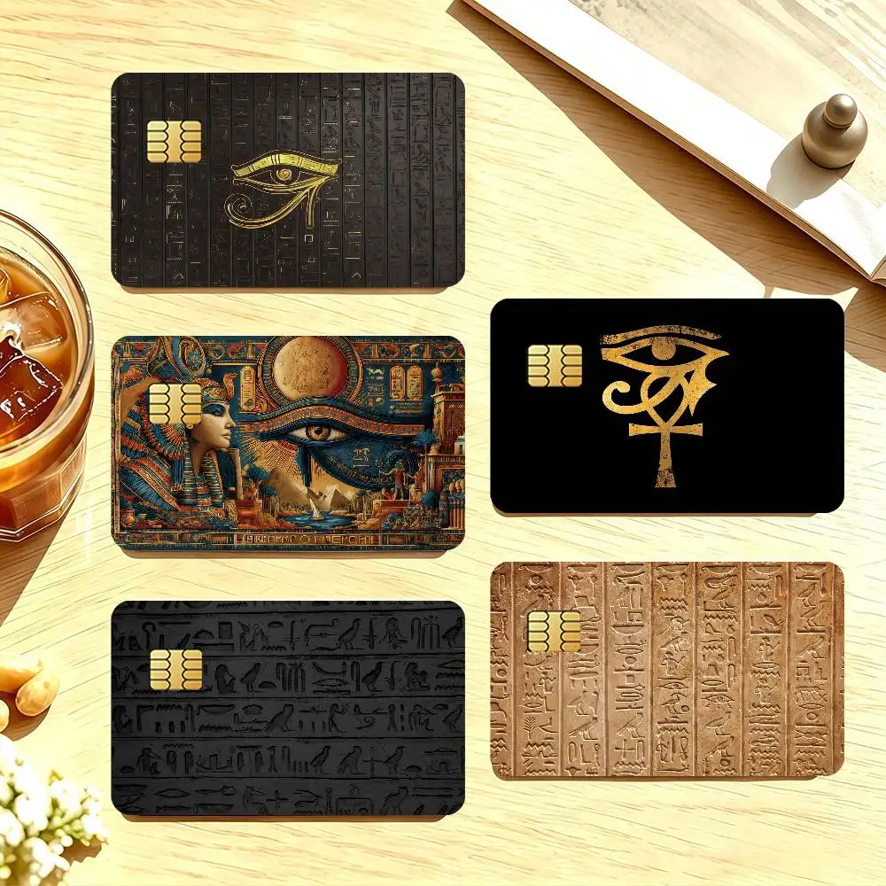 Ancient Egypt hieroglyph Credit Card Public Transportation Cards Protective Sticker Waterproof Card Face Decoration 4PCS