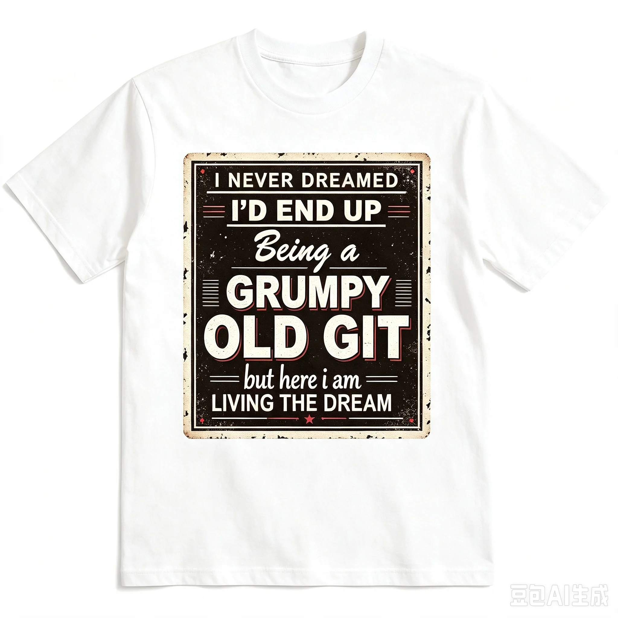 Grumpy Old Git Vintage Metal Sign Graphic T‑Shirt Men Funny Sarcastic Slogan Crew Neck Cotton Tee