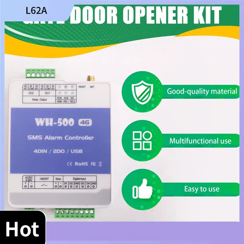 L62A WH-500-EU GSM 4G Gate Door Opener Relay Switch Remote Controller With APP Support Wireless Alarm Functionality