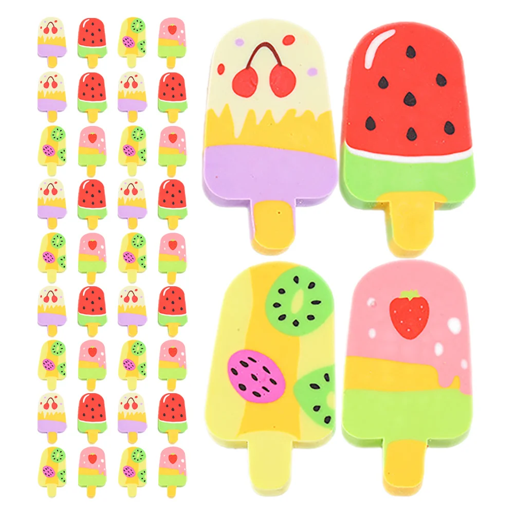 

40 Pcs Eraser Simulated Ice Cream Cute Cartoon Erasers Bulk Classroom Rewards Colorful Creative