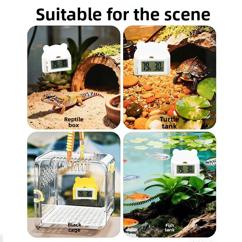 Reptile Terrarium Thermometer Hygrometer, Digital Temperature Humidity Gauge for Snake Lizard Gecko Tank view 2