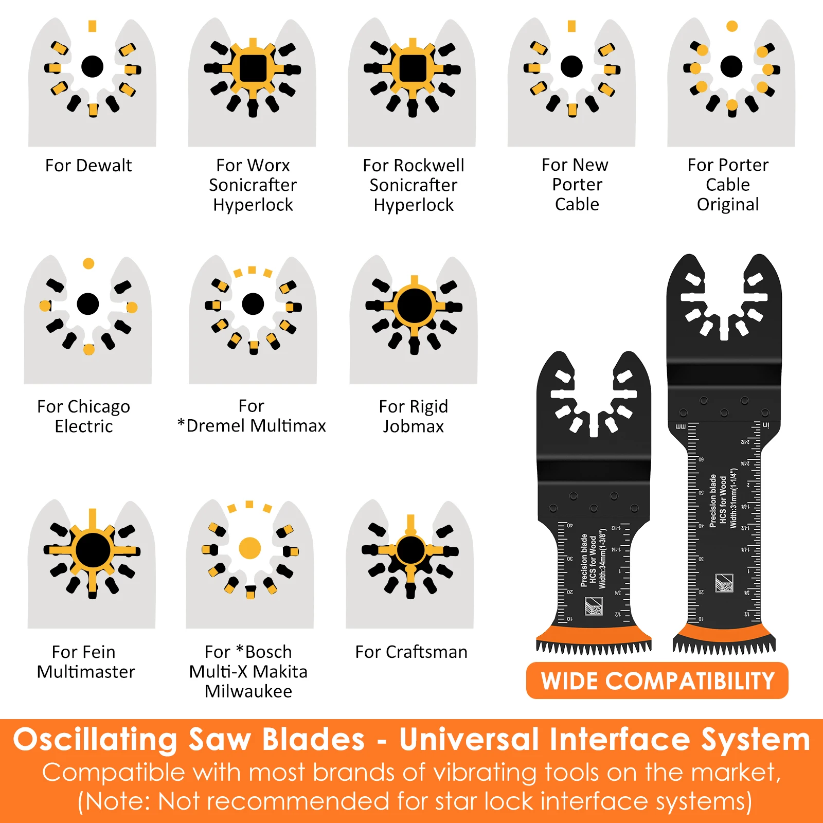 10Pcs Japanese Oscillating Saw Blades Multitool Blades High Carbon Steel Bi-Metal Curved edge Sharp Wear Resistant Cutter Blade