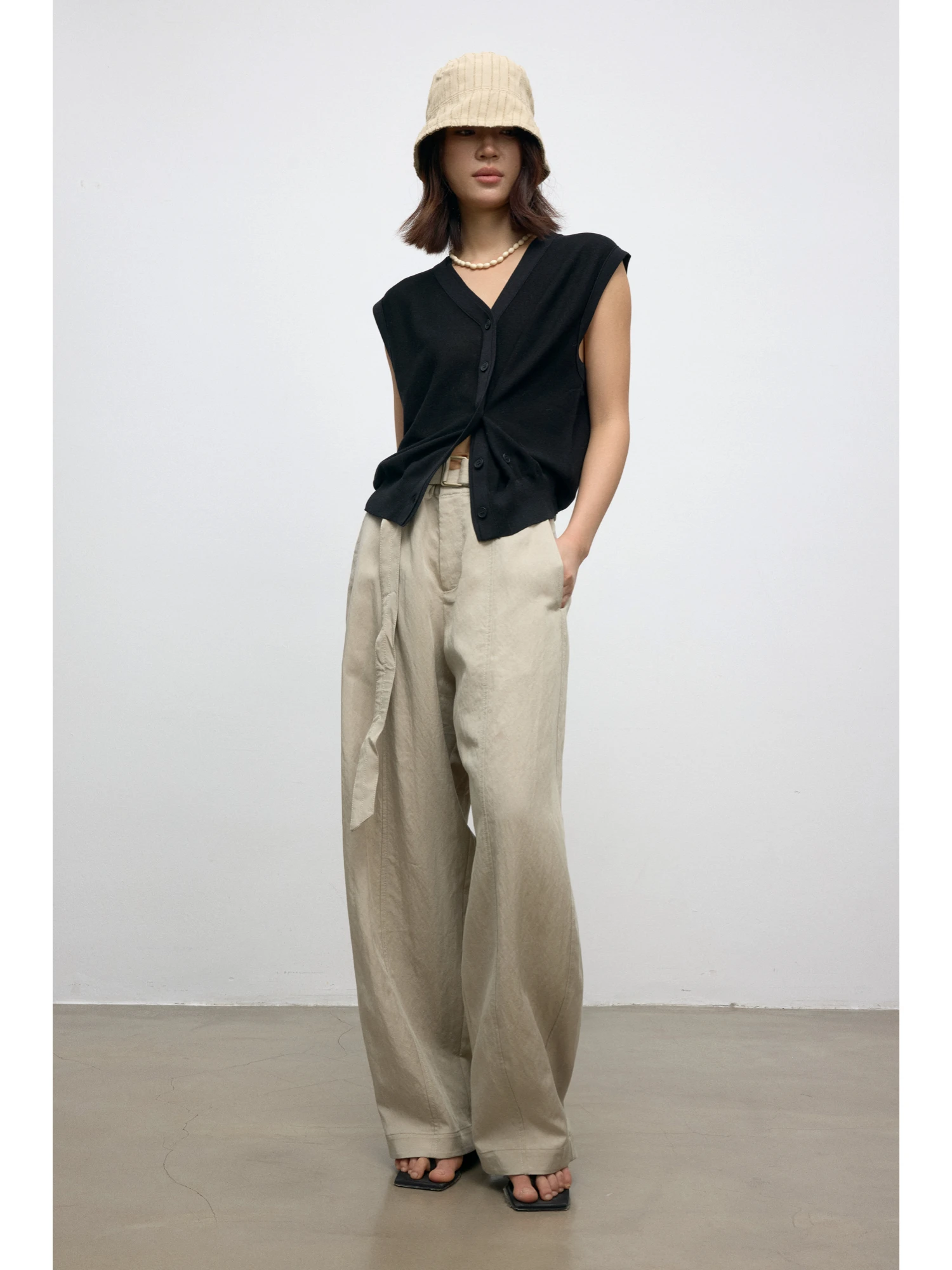 

owyee Casual Pants Copper Ammonia Waed Silk Loose Silhouette High Waist Zipper Straight Leg Summer Collection China Made