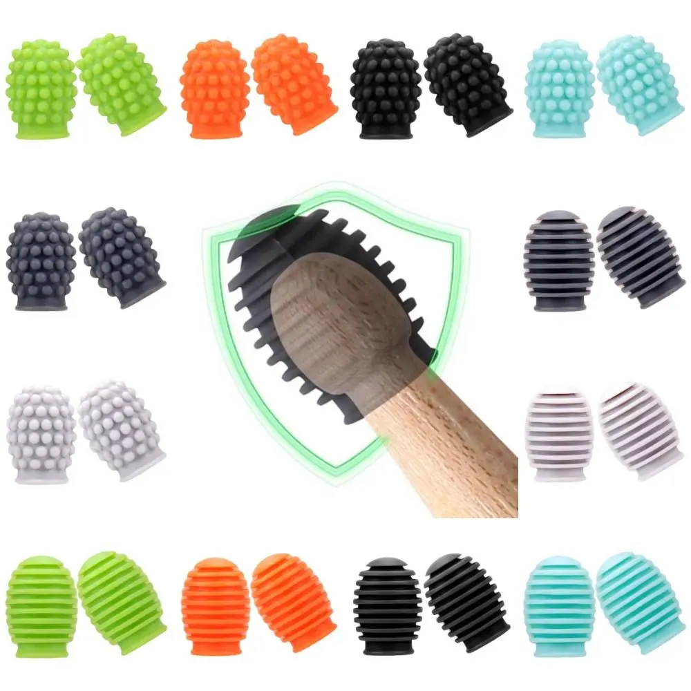 2Pcs Silicone Drum Mute Weakened Sound 5A Drumstick Head Protective Cover Soft Noise Reduction Drumsticks Practice Tips