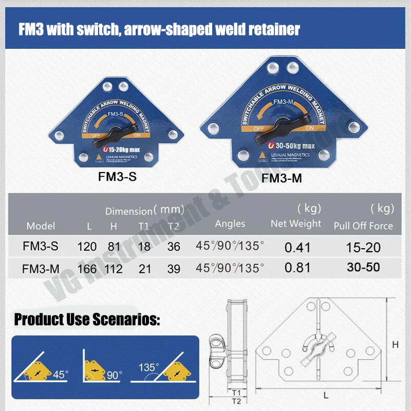 Bild 7: FM1/FM2/FM3/FM4 Magnetischer Schweißpositionierer, Standard-Winkeldesign, genaue Position, Schweißvorrichtung, Einzelsaugung, 12,5 kg ~ 75 kg