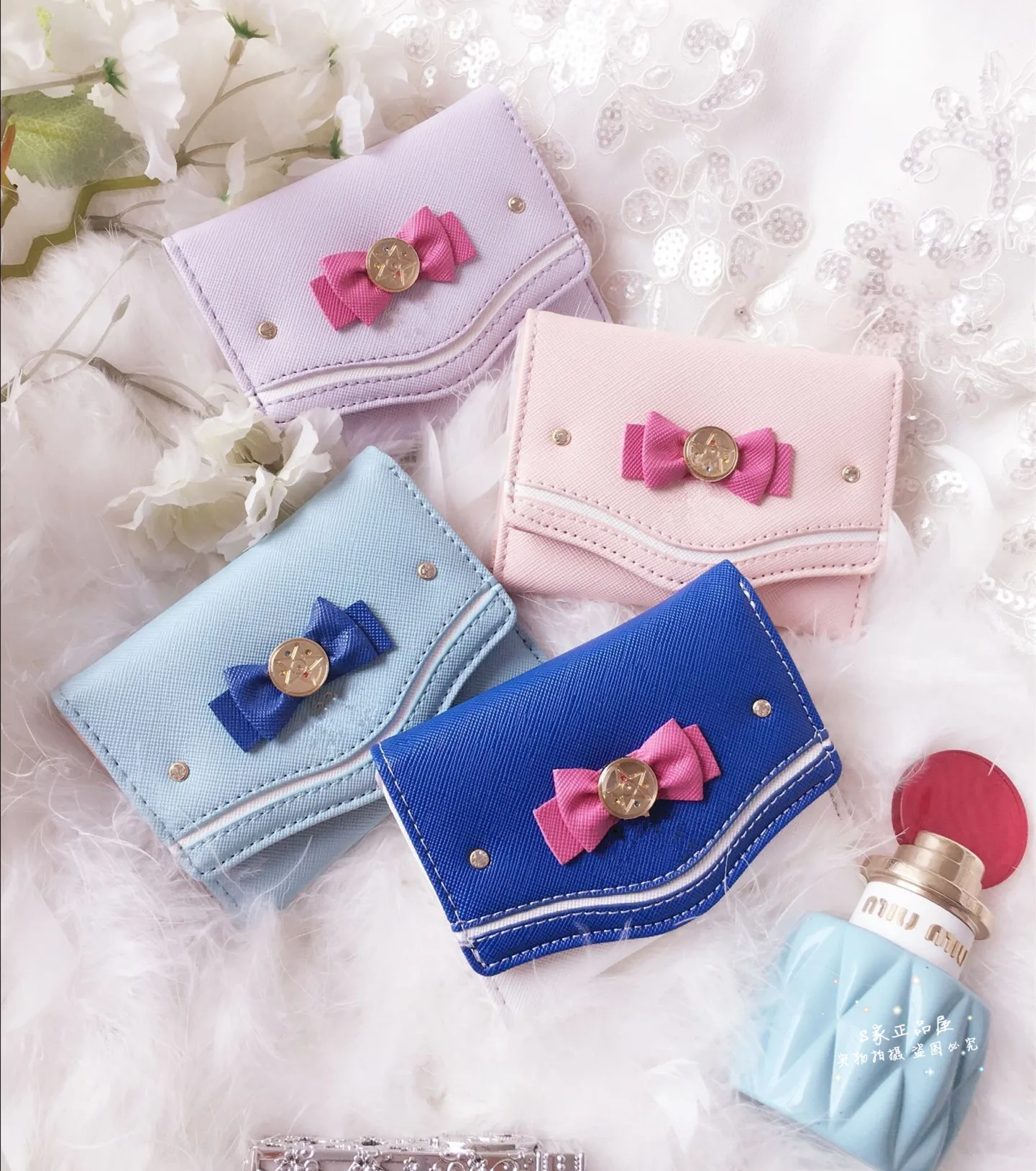 

Anime Purse Sailor Wallet Short Women's Wallet Bowknot Lovely Girl's Wallet Leather Wallet Women's Handbag Kawaii Bag