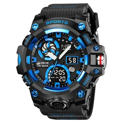 STRYVE-reloj electrónico de alta calidad para hombre, cronógrafo deportivo Digital de doble horario, a la moda, con caja, 8027