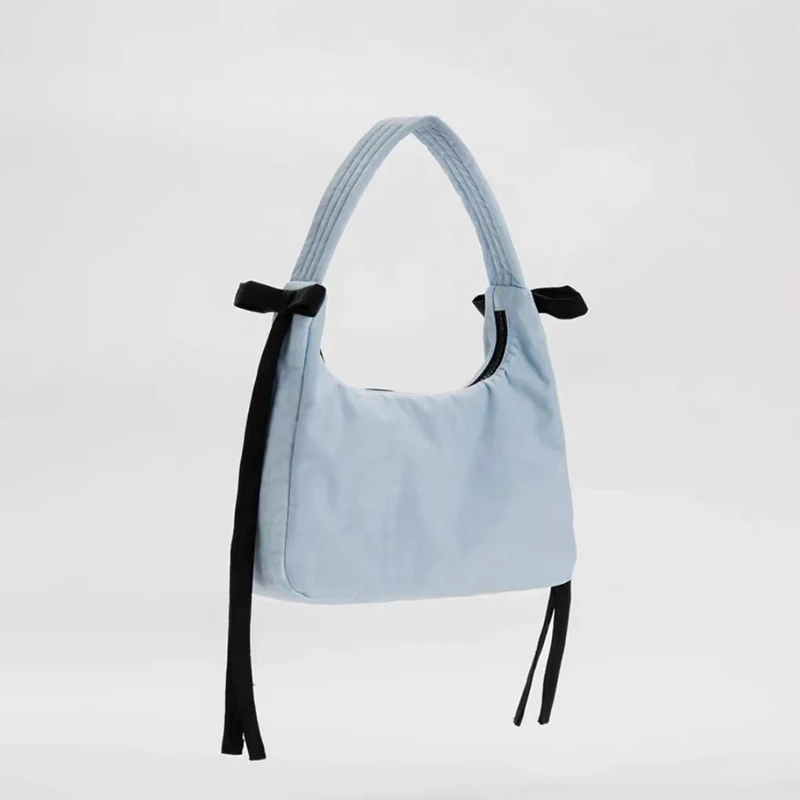 

Brand Women's Handbags High-end Solid Color Shoulder Bag Underarm Bag Stylish Bow Tassel Nylon Bag Hot Selling Small Women' Bags
