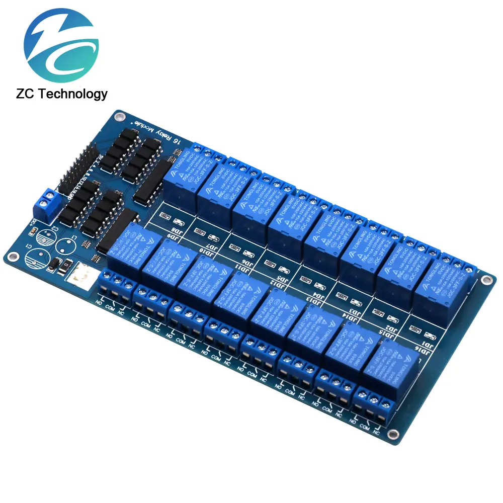 Scheda di interfaccia del modulo relè a 16 canali 5V 12V per Arduino PIC ARM DSP PLC con protezione fotoaccoppiatore LM2576 Power