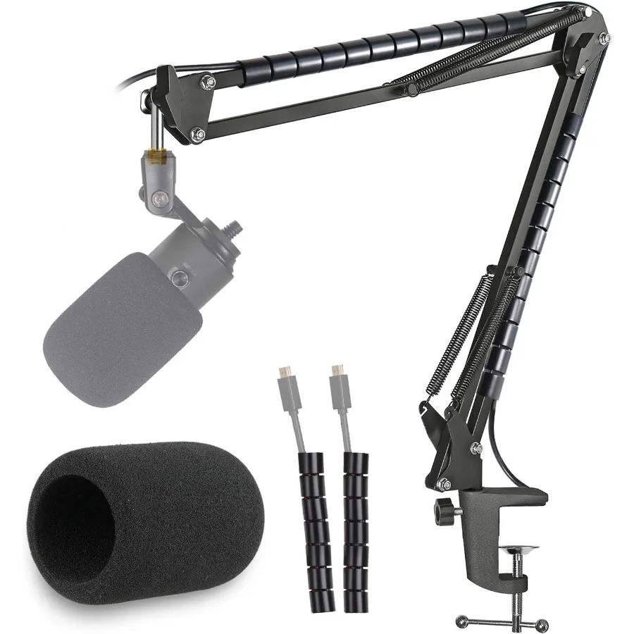 

K669 Microphone Boom Arm Mic Stand Windscreen and Cable Sleeve Compatible with Fifine K669 669B USB Podcast Microphone to Rrdin