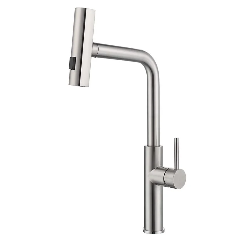 Kitchen Pull-out Flying Rain Waterfall Faucet Hot and Cold Faucet 304 Stainless Steel Single Hole Kitchen Faucet Bathroom