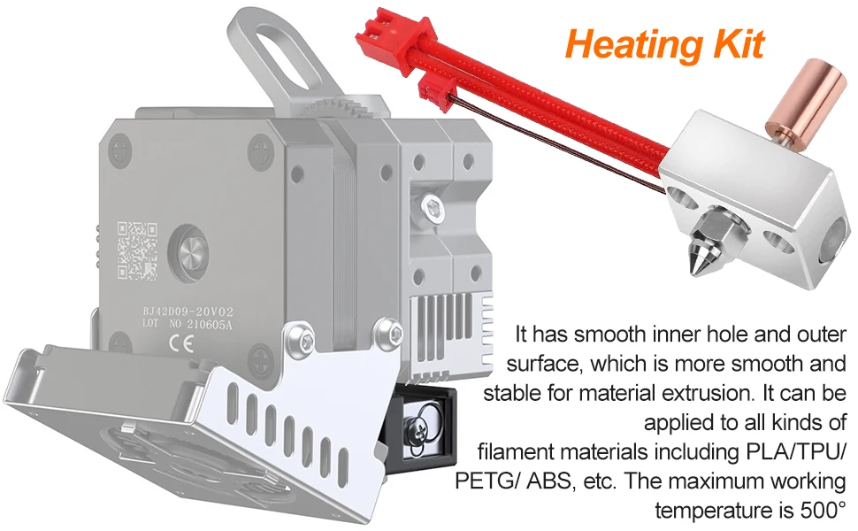 Offizielles Sprite Extruder Upgrade Heizblock-Kit für hohe Temperaturen ℃ Titan-Heatbreak-plattierte Kupferdüse für Ender 3 S1 – Detail 4