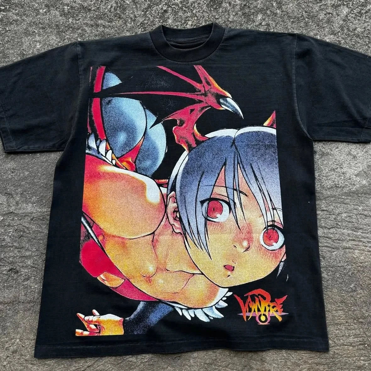 Vintage 90s Darkstalkers Morrigan Tee Vampire Anime Graphic Tee Cotton Mens Womens T-Shirt Summer Streetwear