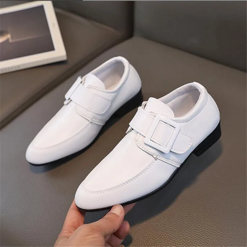 Boy Performance Shoe Pointed Toe Children Leather Casual Shoe Black Boy Girl Kids Wedding Shoe