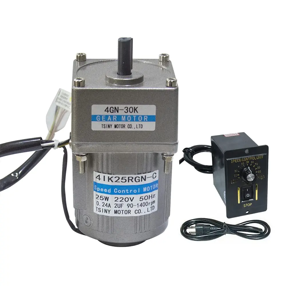 

25W 140rpm 1.59Nm Single Phase 110V AC Induction Variable Gear Motor with Gearbox