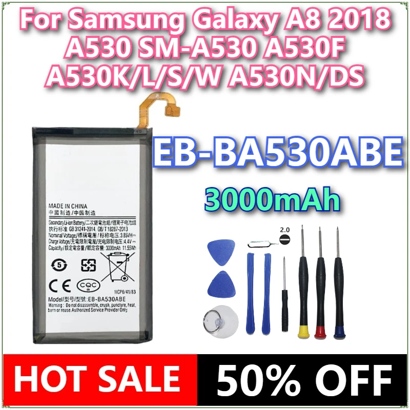 

Brand New EB-BA530ABE 3000mAh Phone Battery For Samsung Galaxy A8 2018 A530 SM-A530 A530F A530K/L/S/W A530N/DS Batteries+tools