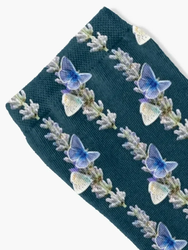 Gift idea blue butterflies on lavender Socks funny sock Stockings man custom Women Socks Men's