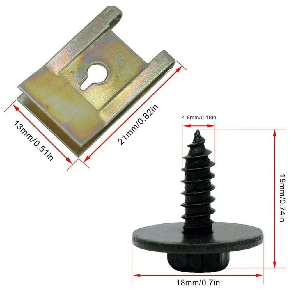 20 Pairs of Screws Nut Clip Kit Sheet Metal Nut Clip Clip Wheel Arch Cover Bottom Fender with Screws