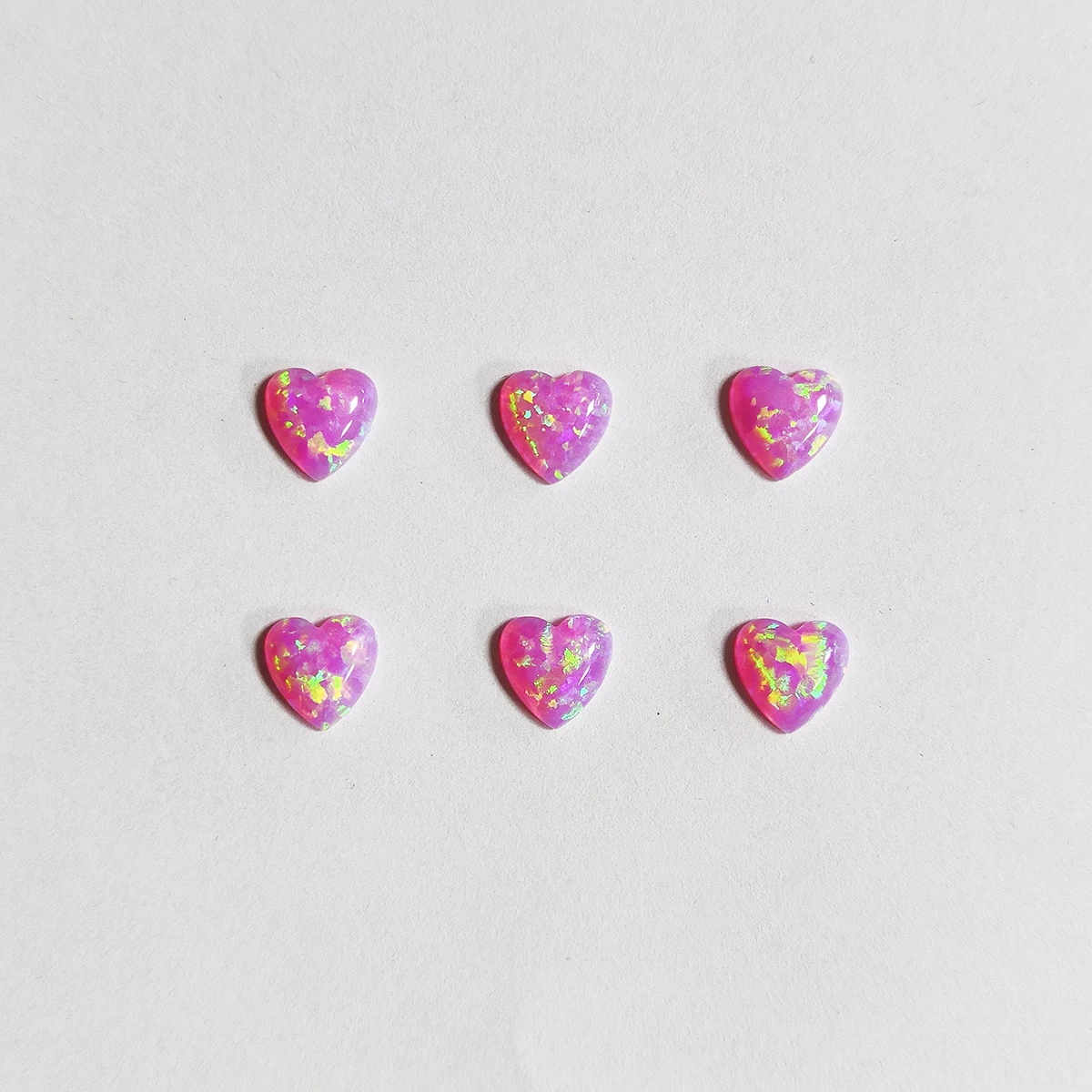 

Lovely Pink Heart Beads for Crafting 4mm--10mm Flat Back Beads Synthetic Fire Opal OP10 Pink Heart Cabochon Stone