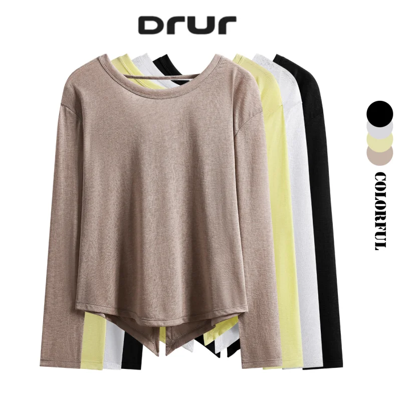 

DRUR топы для йоги с открытой спиной, легкие быстросохнущие рубашки для танцев с длинными рукавами, женские повседневные дышащие блузки для пилатеса, одежда для йоги