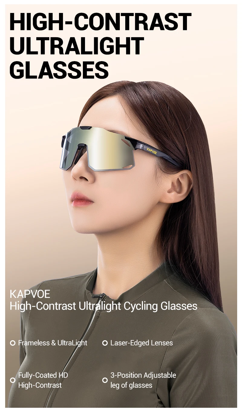 Kapvoe Neue Outdoor-Sport Fahrrad Sonnenbrille Radfahren Gläser für Männer MTB Road Fahrrad Brillen Brille UV400 Jagd Fahren 2025 – Detail 1