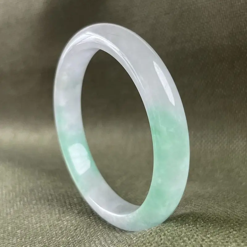 Natural Burmese bracelet, ice-type old mine semi-mountain waterwith floating flower patterns jadeite colo translu