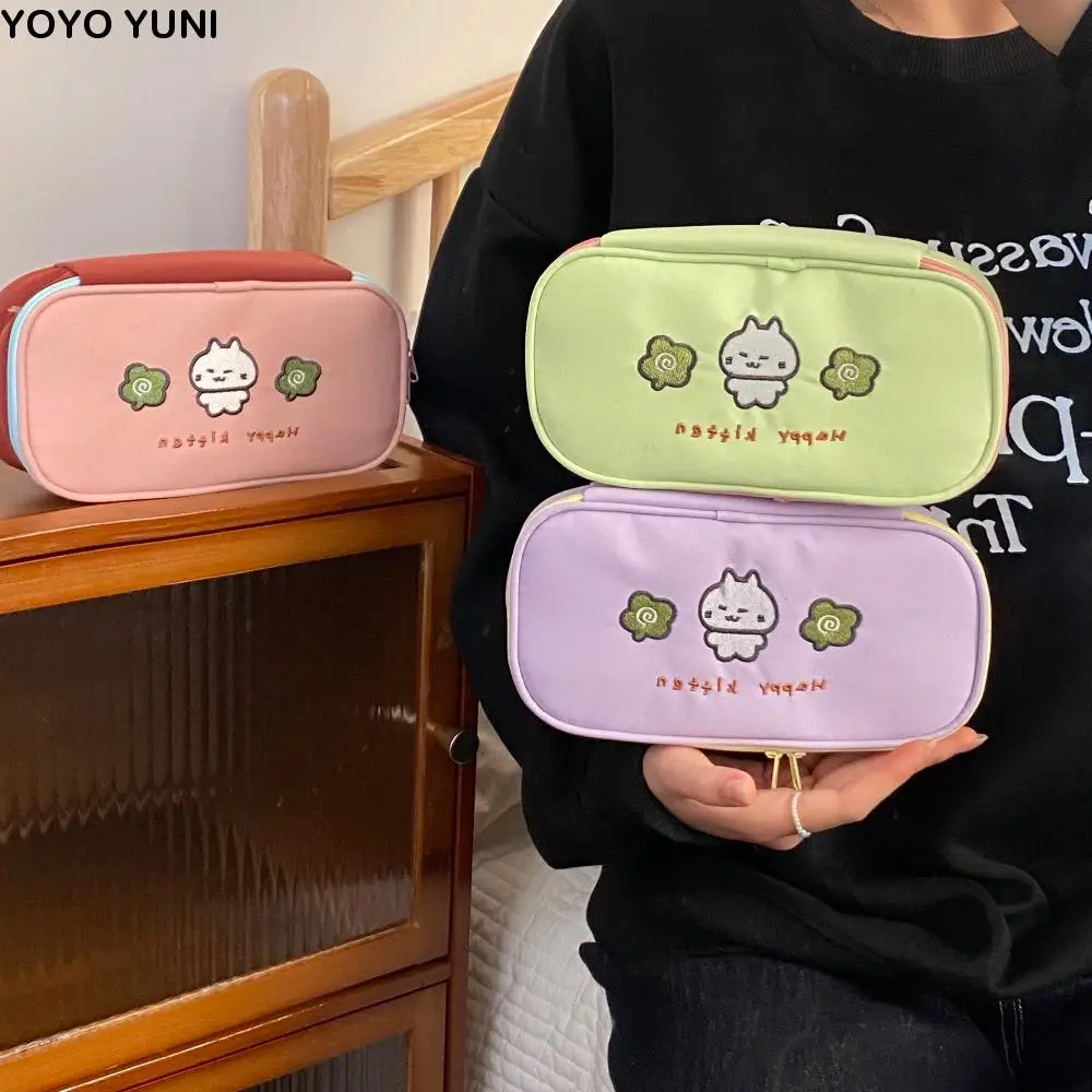 

Large Capacity Cartoon Pencil Case Cute Cat Cosmetics Storage Stationery Storage Bag Zipper Portable Korean Pencil Bag