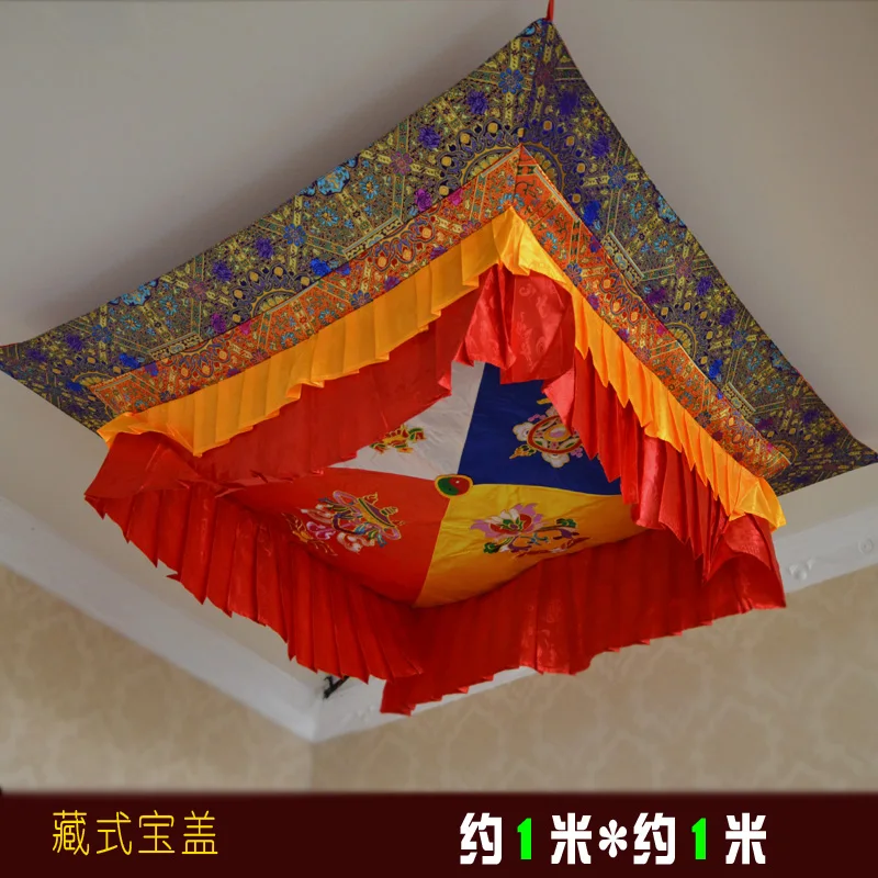 100CM  wholesale Buddhist supply Buddhism HOME Temple Embroidery Buddha Hanging Altar Roof ceiling curtain Deco cover FO BAO GAI