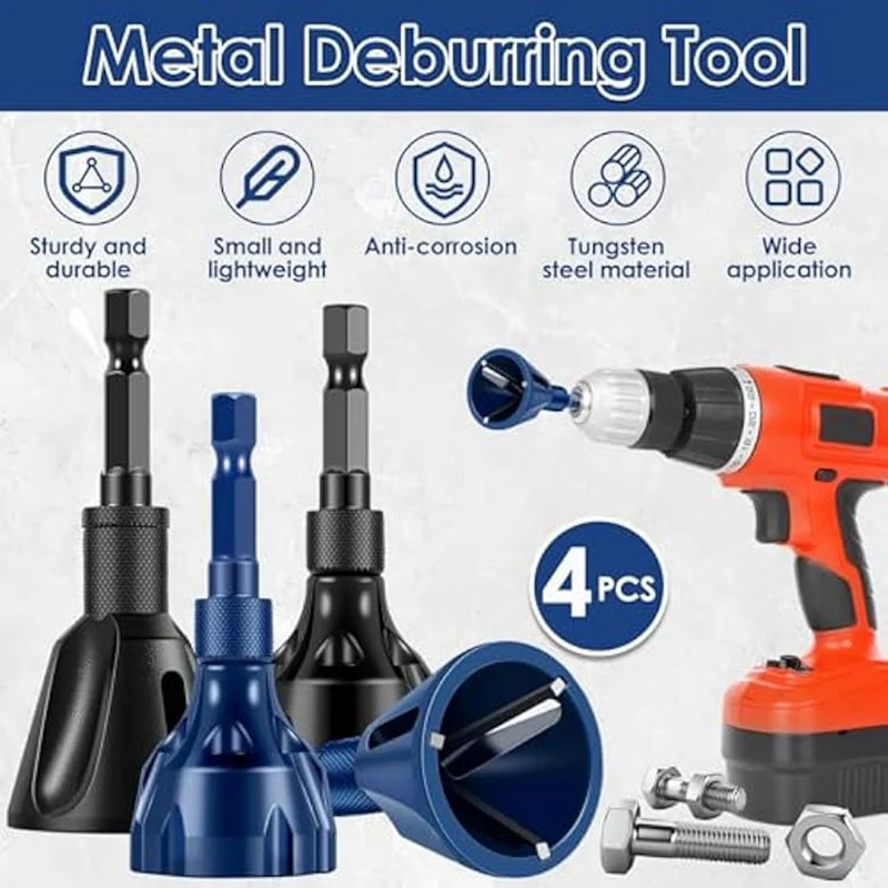 4Pcs Deburring External Chamfer Tool Deburring Chamfering Drill Bit,Bolt Thread Repair Tool, For 5-25Mm/3-20Mm Durable