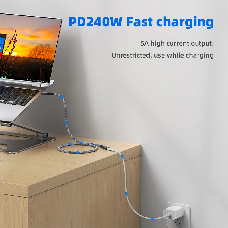 USB Type C Extension Cable 3.2 USB-C to Type-C Female Extender PD240W Charge Data Cord for Thunderbolt 3 MacBook Nintendo Switch