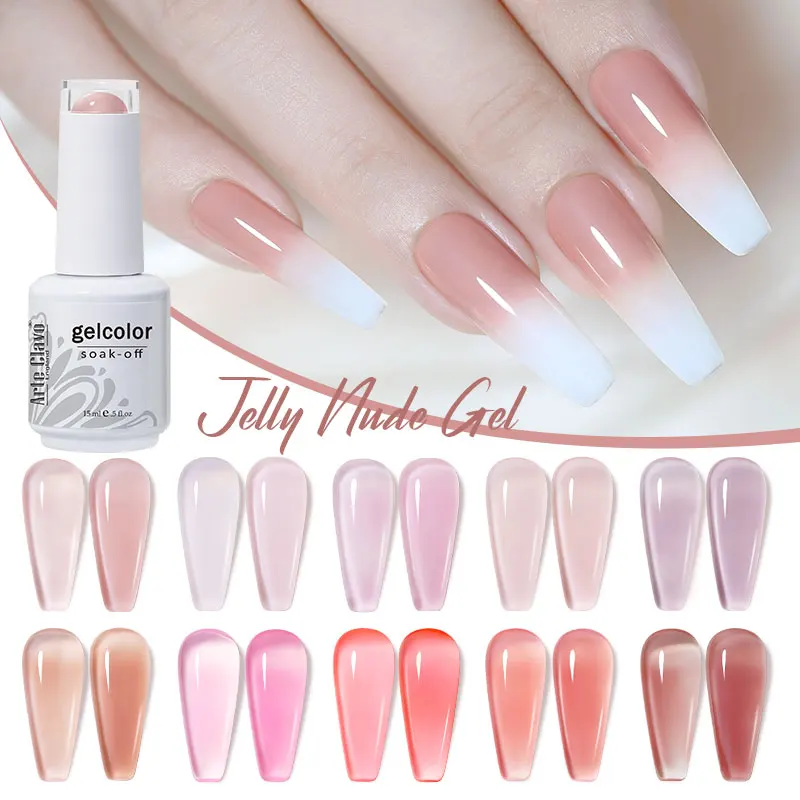 Arte Clavo 3Pcs/Set UV Nail Gel Polish 15ML Jelly Colorful Soak Off For Nail Art Varnish Kit SemiPermanent Manicure BaseTop Coat