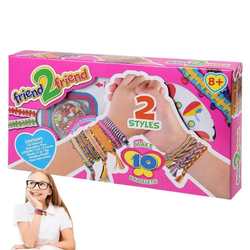 Friendship Bracelet Thread Maker Kit Toys Making Bracelet Strings Tools Kit With Colorful Thread And Beads For Girls