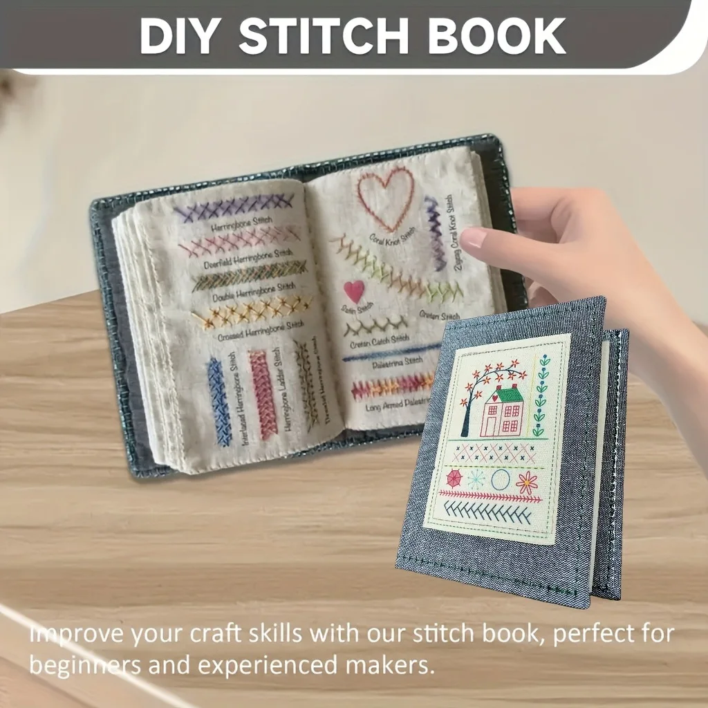 

Stitch Book for Embroidery Lovers – DIY Linen Embroidery Guide & Needle Stitch Sample Book for Beginners
