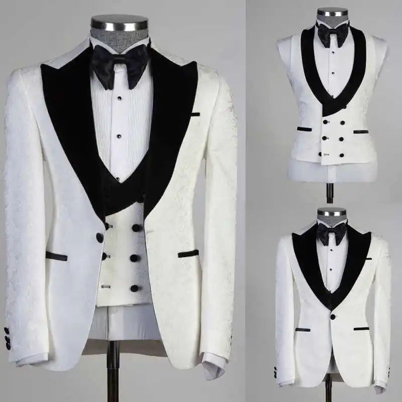 

Wedding Mens Tuxedos Floral Pattern Party Birthday Groom Wear Customized Cosplay Outfits 3 Pieces