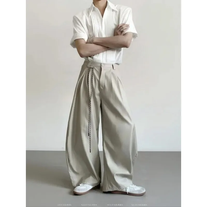 

Y2k Vintage Wide leg Pants Men Oversize Loose Baggy Suit Pants Streetwear Pleated Fashion Brand Straight Trousers