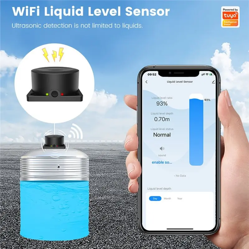 Smart-Tuya Wifi الذكية المياه/الزيت خزان كاشف العمق اللاسلكية مستوى السائل الاستشعار APP نظام إنذار المراقبة عن بعد
