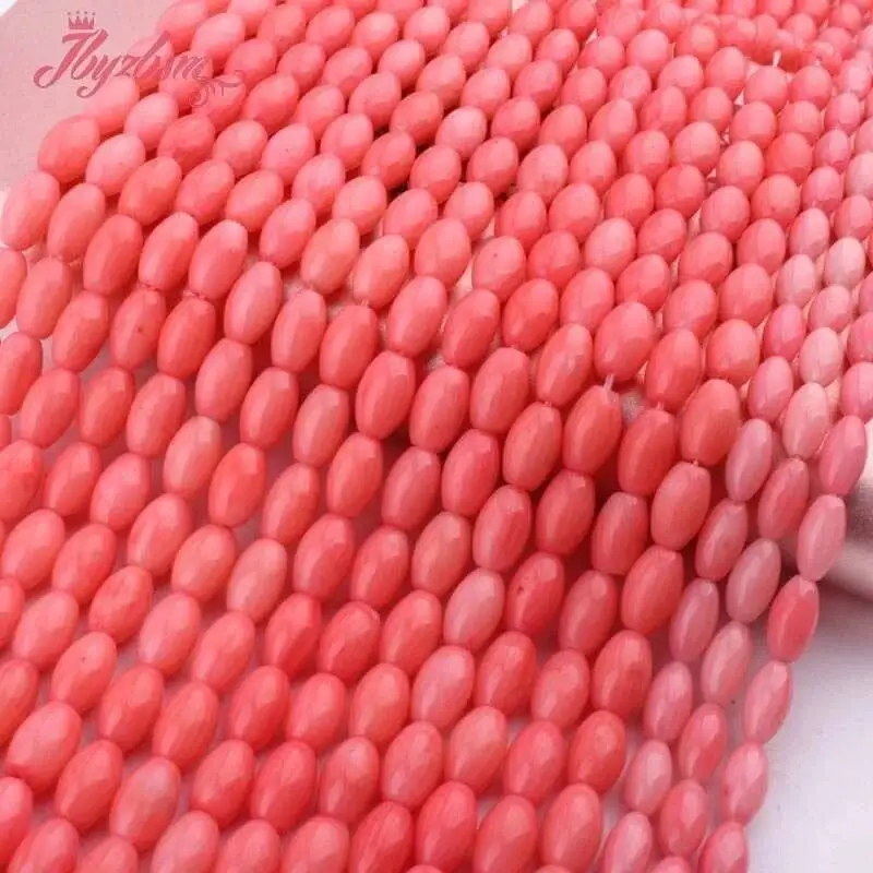4x8/3x6mm Natural Oval Pink Coral Stone Beads For DIY Necklace Bracelets Earring Jewelry Making Strand 15 Inches Loose Beads
