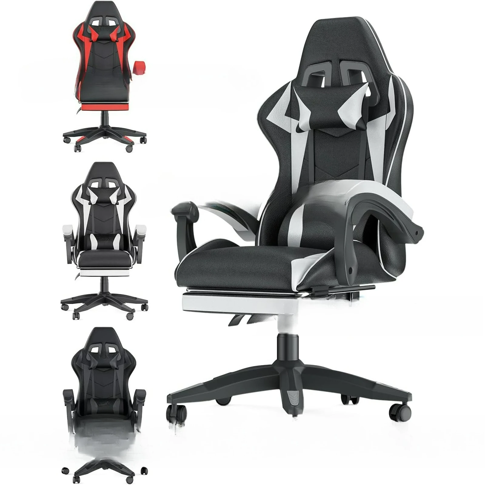 

Customizable with Footrest Gamer Chairs Ergonomic with Lumbar Cushion Headrest