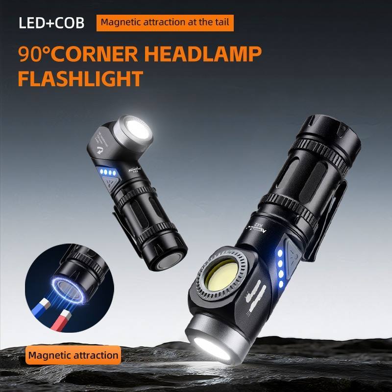  2-in-1 Led Flashlight 90°Twist swivel Headlamp Super Bright Camping Lamp Outdoor Working Hiking Emergency Headlight Magnet Torch 