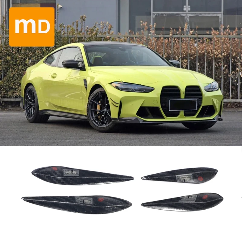 For BMW 3 4 Series G80 M3 G82 M4 2D 4D 2021-2022 Carbon Fiber Front Bumper Decorative Fangs Body Kit Guard Car Accessories