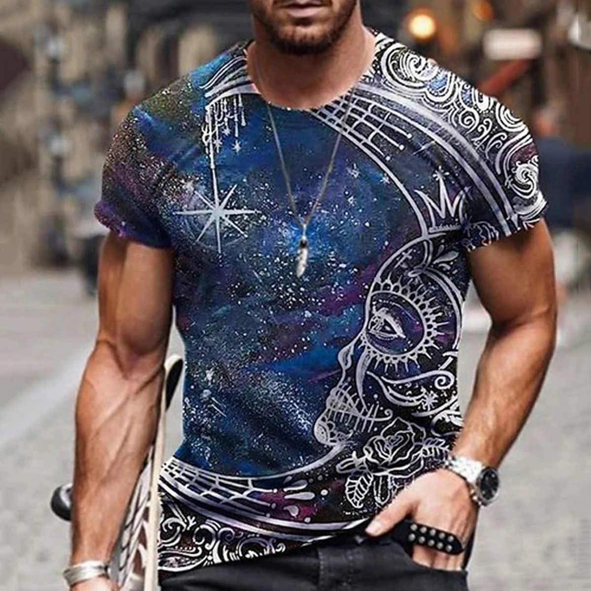 Modisches personalisiertes 3D-gedrucktes T-Shirt für Herren, Harajuku-Street-Style, Sommer, Rundhalsausschnitt, kurze Ärmel, schnell trocknend, lockeres Oberteil