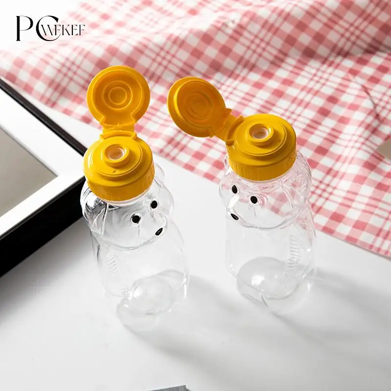 1pc 230ml Plastic Squeeze Condiment Bottles Bear Shape Honey Sauce Mustard Jam Dispenser