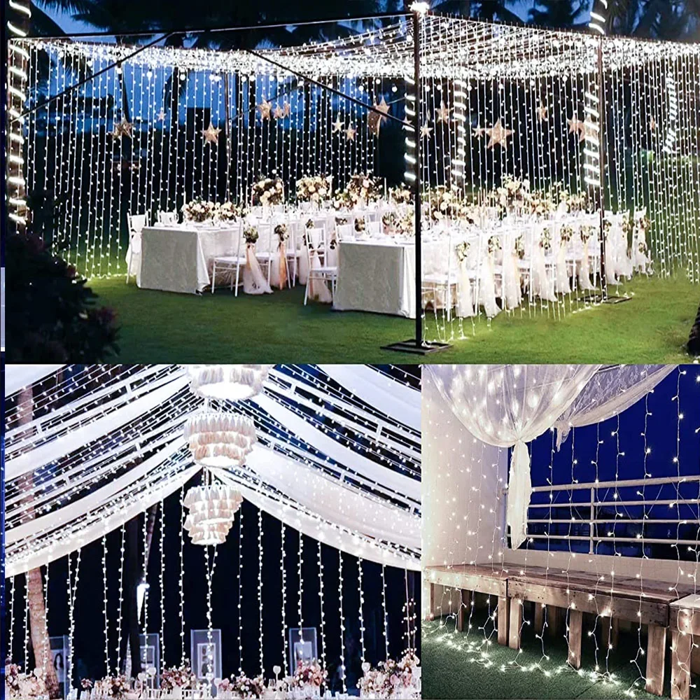 3-80M Ramadan Decoration 2025 Led Icicle Curtain Fairy Christmas String Lights Garland Outdoor For Wedding Home Room Patio Party