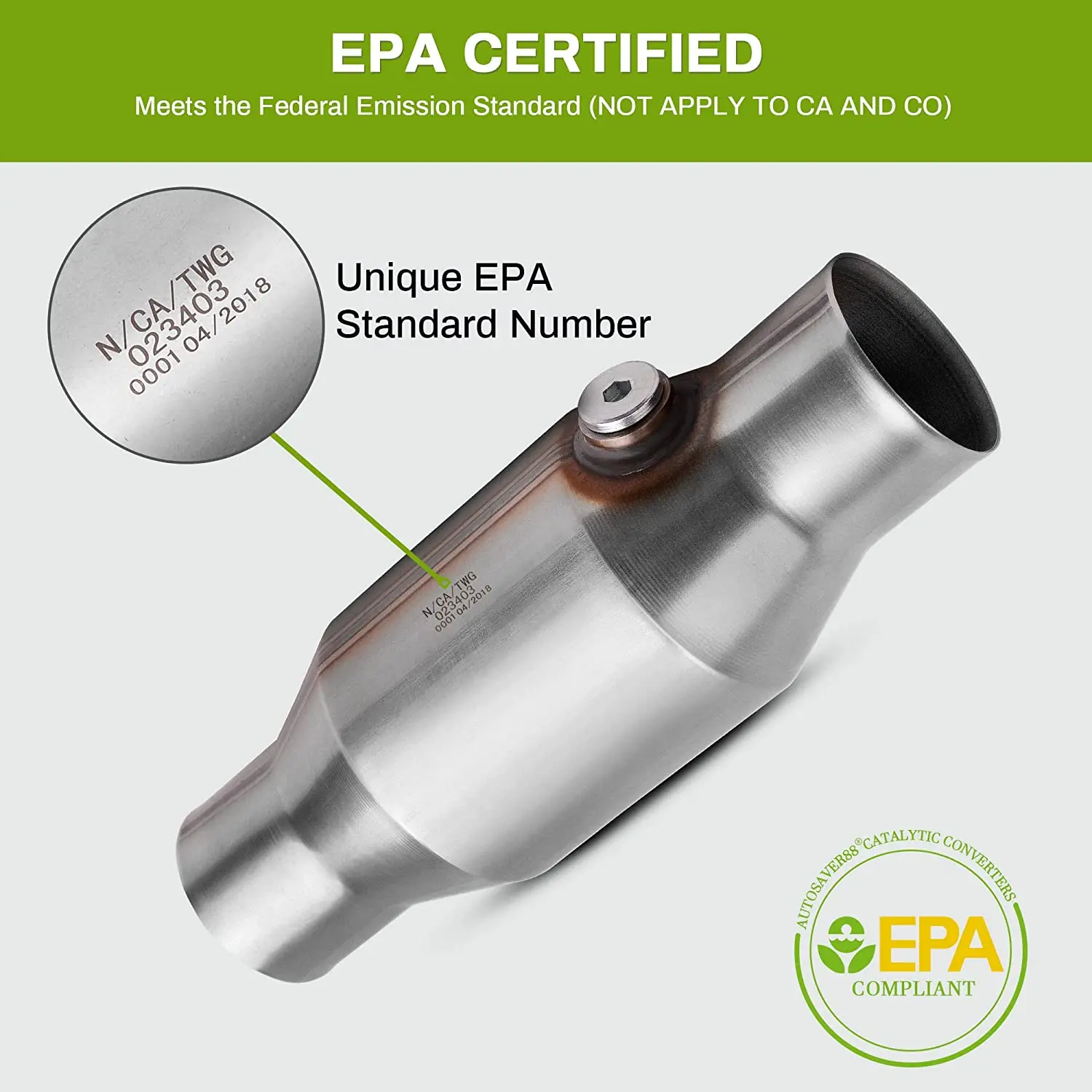 

Универсальный 2,5-дюймовый каталитический нейтрализатор с высокой пропускной способностью, прямой подключаемый к выхлопной трубе, с портом для датчика O2, соответствует стандартам EPA