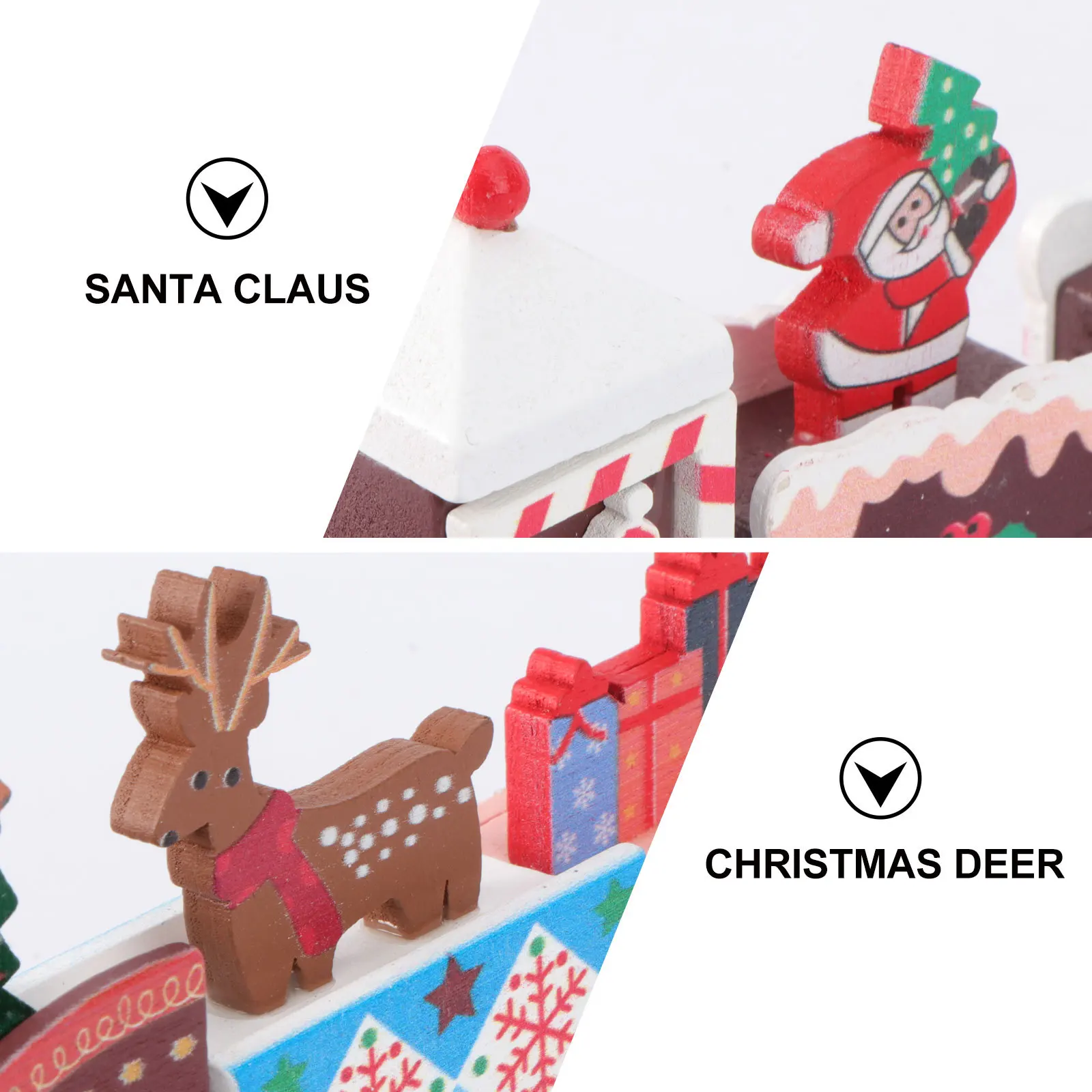 

2Pcs Christmas Wooden Train Ornament Durable Mini Desktop Decoration Gift Holiday Display Christmas Train