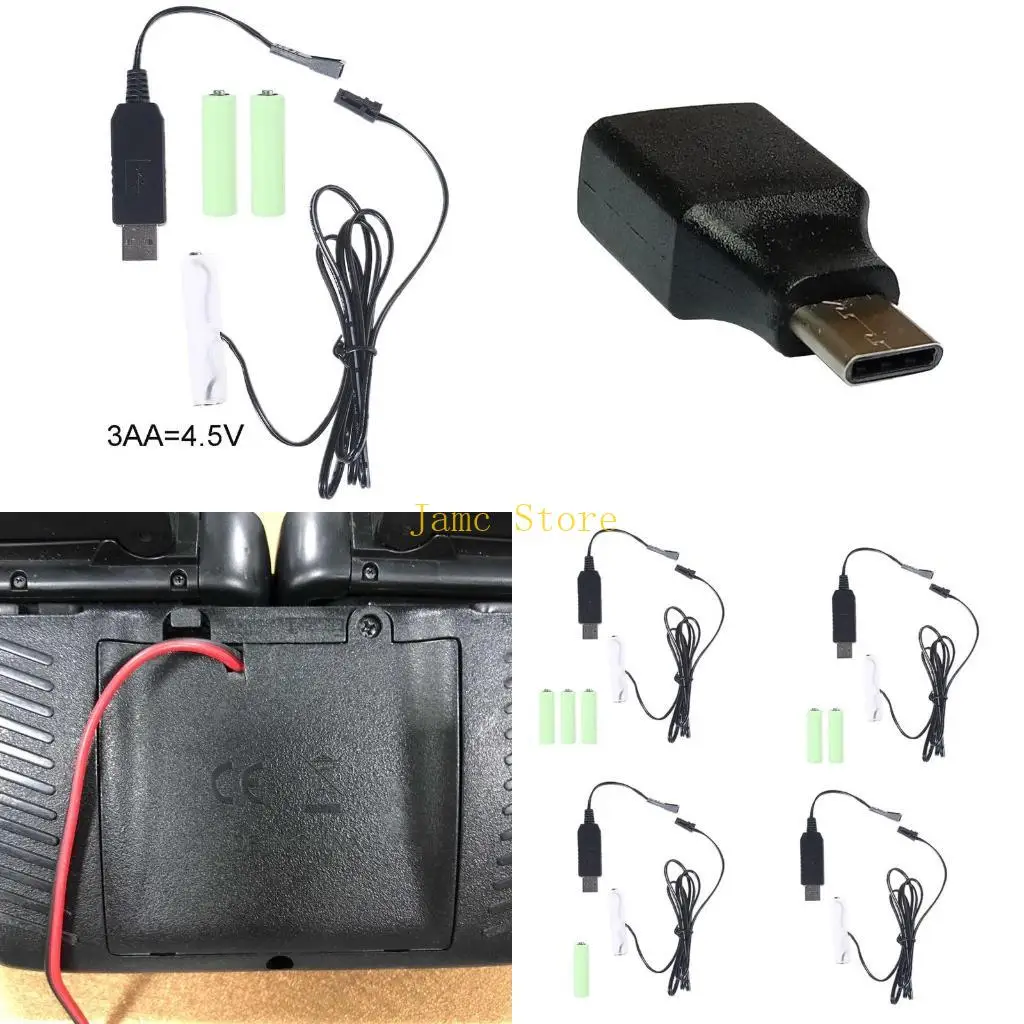 

LX0B USB/Type C AA Battery Alminator Cable для AA Battery Power Radio Gameboy