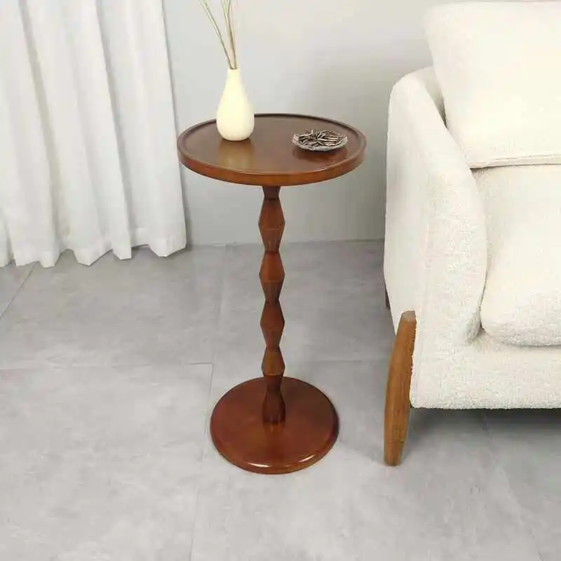 Solid wood small round  retro balcony coffee living room sofa next to a few corners mini small  round bedside