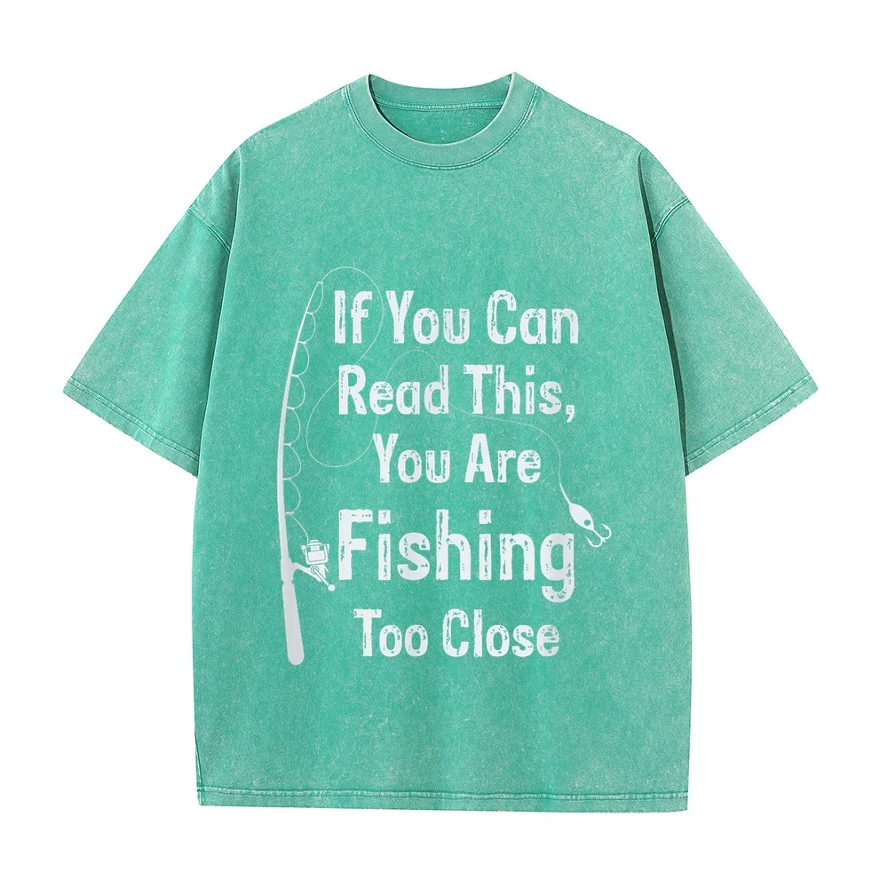 Unisex-Adults Black Modern Crew Neck Short Sleeve T-Shirt Small Fishing you are too close 남자 Oversize Moda Hombre Cotton T