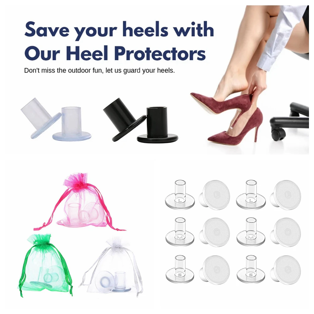 

10 Pairs Heel Stoppers Nonslip Stiletto Covers High Heel Protectors Stop Sinking at Grass or Cracks for Outdoor Wedding Party